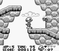 une photo d'Ã©cran de Les Schtroumpfs sur Nintendo Game Boy